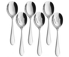 AOOSY Servierlöffel x 3, Schlitz-Löffel x 3, 22,1 cm Utility Advanced Performance Skimmer perforiert, Edelstahl Servierlöffel-Set für Buffet, Dosen, Bankett, Kochen, Küche Grundlagen