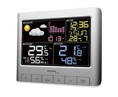 Technoline WS 6449 moderne Wetterstation mit LED-Anzeige, sowie Temperatur- und Luftdruckanzeige, Wettervorhersage mit Hilfe von Wettersymbolen, silber, 15,9 x 4,3 x 13 cm