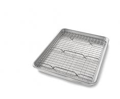 USA Pan Bakeware Viertelblech-Backform und Backblech mit Antihaft-Kühlgitter, Metall Viertelblech Pfanne und Gestell Set n/a metall