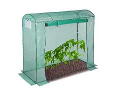 Relaxdays Tomatengewächshaus, rundes Dach, mit Tür, Tomatenhaus aus Stahl und Folie, UV-beständig, HBT: 170x80x200, grün