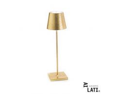 Ai Seitenteile POLDINA Blattgold LED Tischlampe 2W 3000K wiederaufladbar IP54 Außen