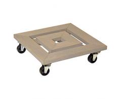 WAGNER Pflanzenroller Frame 35 x 35 cm I Pflanzenroller & Blumenroller für Außenbereich + Innenbereich, Taupe I Kübelroller aus Holz, gewellt I Tragkraft 100 kg I Made in EU – 20034101