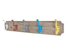 HAKU Möbel 28924 Garderobenleiste, Holz, vintage / bunt, 13 x 61 x 8 cm