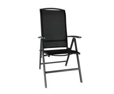 greemotion Klappsessel Aruba anthrazit/schwarz, Stuhl aus schnell trocknender 4x4 Textilene, hochwertiges Aluminiumgestell, 7-fach verstellbare Rückenlehne, platzsparend klappbar