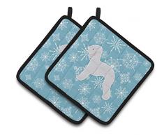 Caroline s Treasures Winter Schneeflocke Bedlington Terrier Paar Topflappen bb3494pthd, 7.5hx7.5 W, multicolor