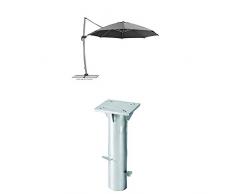 Schneider Sonnenschirm Rhodos Rondo, anthrazit, 350 cm rund, Gestell Aluminium, Bespannung Polyester, 22.4 kg + Universal-Bodenplatte