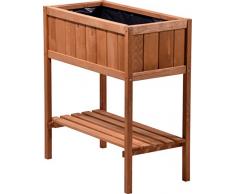 dobar Hochbeet aus Holz mit Ablageboden, Frühbeet Bausatz für Gemüse, Kräuter im Garten und Balkon, braun, 76x40x80 cm, 58250e