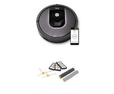 IRobot Roomba 960 Saugroboter, App-Steuerung (hohe Reinigungsleistung, keine Verhedderungen und mit Dirt Detect) silber + Service Kit (geeignet für Roomba 800-, 900-Serie)