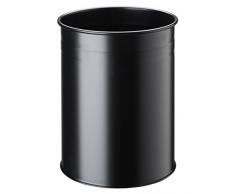 Durable 330401 Design Papierkorb Metall rund, 15 Liter, MÃ¼lleimer mit Griffrand und dekorativem Zierring, schwarz
