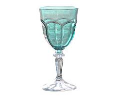 Sunvibes 6-teiliges Happy Wine Glasset, 8,8 x 18 cm, Transparent/Aqua, 8,8x8,8x18 cm