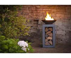 Ivyline Feuerschale und quadratische Konsole, 68 cm, Zement