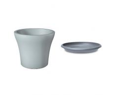 Scheurich No1 Style Pflanzgefäß Pure Grey Ø 48 cm, Höhe 40 cm, mit passendem Untersetzer