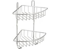 WENKO 16820100 Eckregal Milano - 2 Haken, 2 Etagen, Stahl, 22.5 x 30 x 16.5 cm, Chrom