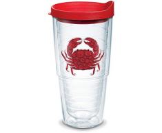 Tervis Isolierbecher mit Emblem und rotem Deckel 24 oz farblos