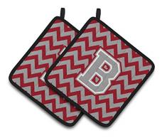 Caroline s Treasures Buchstabe B Chevron Crimson & Grau Paar Topflappen cj1043-bpthd, 7.5hx7.5 W, multicolor