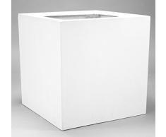 Pflanzkübel Blumenkübel Blumentopf Fiberglas Quadrat LxBxH 60x60x60cm perlmutt weiß.
