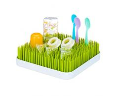 little Choice Abtropfgestell Babyflaschen, Auffangschale, Gras-Design, Flaschentrockner, Kunststoff, 23x23cm, grün/weiß