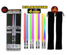 Lightsaber Essstäbchen, beleuchtet, Star Wars, LED, leuchtendes Licht, Säbel, wiederverwendbar, Sushi-Licht, Säbel, abnehmbarer Griff, spülmaschinenfest, 8 Farbmodi, 4 Paar