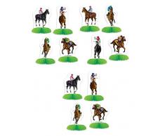 Beistle 53427 Tafelaufsatz Pferderennen, 12 Stück, Derby Day Dekoration, Sport-Party, Zubehör, 12 cm – 14 cm, grün/weiß/braun/grün/gelb/rot/blau