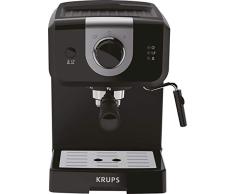 Krups Opio XP320810 Kaffeemaschine, 15 bar Druck, Tassenwärmer und Milchaufschäumer, Drehsteuerung, schwarz/silber