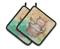 Caroline s Treasures bb7342pthd Eule Baden Watercolor verziert Topflappen, 19,1 cm H x 19,1 cm W, multicolor