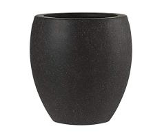 Esteras 8520624845 Ovaler Blumenkübel für den Garten, Ø 45 cm, Fiberglas, Schwarz, Almelo