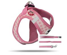 Curli Vest Geschirr Air-Mesh + Basic Leine, Pink-Circles
