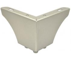 WAGNER Möbelbein/Möbelfuß/Tischbein/Sofafuß - SOFA WING - Stahl pulverbeschichtet silber, Anschraubplatte, 3 Noppen, Höhe 8 cm, Schenkellänge 12 cm, für Palettemöbel - 12045101