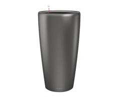 LECHUZA RONDO Premium 32, Anthrazit Metallic, Hochwertiger Kunststoff, Inkl. Bewässerungssystem, Herausnehmbarer Pflanzeinsatz, Für Innen- und Außenbereich, 15783