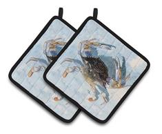 Carolines Treasures Blauer Krabben-Paar Topflappen 8011PTHD, 7,5 x 7,5 W, mehrfarbig