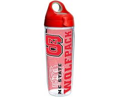 Tervis 1215227 NC State Wolfpack College Pride Trinkbecher mit Wickelverschluss, Rot mit grauem Deckel, 24oz Wasserflasche, transparent
