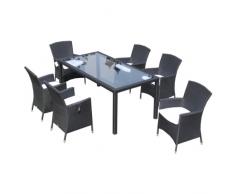 Ambientehome 63516AM 7 teilig Sitzgruppe Essgruppe Ledo schwarz Polyrattan