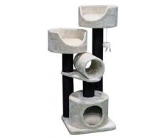 Petrebels Kratzbaum Cabin 125 Fuzzy Cream, Sweet Petite, mit 2 luxuriöse Sofas, Spielrolle und Schlafhöhle aus extra starkem Natursisal und Plüsch, 125 cm, Farbe Beige, Creme