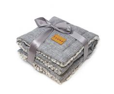 Fauna Fauna Fleece-Decke, wendbar, 87 x 64 cm, Grau, Einheitsgröße
