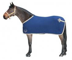 Exklusive Fleecedecke mit Zierkordel, blau 155cm