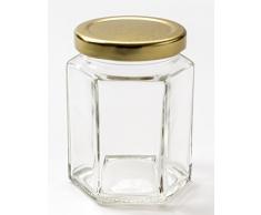 Nutley s sechseckiges Einmachglas mit 8 oz Gold Deckel