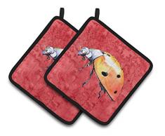Caroline s Treasures Lady Bug auf Rot Paar Topflappen 8868pthd, 7.5hx7.5 W, multicolor
