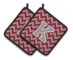 Caroline s Treasures Buchstabe K Chevron Crimson & Grau Paar Topflappen cj1043-kpthd, 7.5hx7.5 W, multicolor