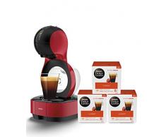 Krups Nescafé Dolce Gusto Lumio KP1305 Kapsel Kaffeemaschine, rot, 1,0 l + Lungo Kaffeekapseln (100 Prozent Arabica Bohnen, Aromaversiegelte Kapseln) 3er Pack (3 x 16 Kapseln)