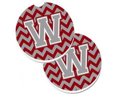 Caroline s Treasures Buchstabe W CHEVRON Crimson & Grau 2er Set Tasse Halterung Auto Untersetzer cj1043-wcarc, 2,56, multicolor