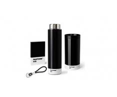 Pantone Outdoor-Set schwarz, aus To Go Cup, Tritan Trinkflasche, Schlüsselband Keychain Short und Visitenkartenhalter, Black 419, für unterwegs