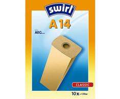 Swirl A 14 Spezialpapier Staubsaugerbeutel für AEG Staubsauger, Classic, 10 Stück + 1 Filter