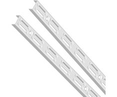 Element System Wandschiene 2-reihig, 2 Stück, 4 Abmessungen, 3 farben, lange 150 cm für Regalsystem, Regalträger, Wandregal, weiß 10001-00019
