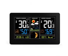 Solight Weather Station Wetterstation, extra großer Farb-LCD-Bildschirm, Temperatur, Luftfeuchtigkeit, Luftdruck, RCC, USB-Ladefunktion, Schwarz