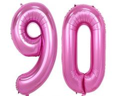 101,6 cm Pink Folie 90 Helium Jumbo Digital Nummer Luftballons, zum 90. Geburtstag Dekoration für Damen oder Herren, 90 Geburtstag Party Supplies