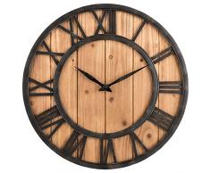 Oldtown Clocks Bauernhaus rustikale Scheune Vintage Bronze Metall & Massivholz geräuschlos große übergroße Wanduhr 18 Zoll Holz