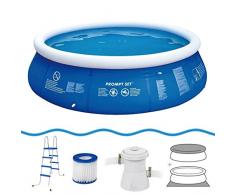 Jilong Marin Blue Pool Set 540x122 cm Quick-Up Swimming Pool mit Pumpe Leiter Abdeckplane Bodenplane