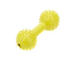 Classic Pet Products Hundespielzeug, aus Gummi, Modell Kurzhantel mit Noppen und Glocke, 110 mm, Gelb
