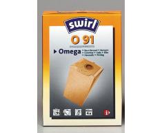 Swirl O 91 Spezialpapier Staubsaugerbeutel für Omega Staubsauger, Classic, 9 Stück inkl. 4 Filter