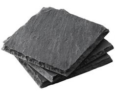 Ememo Quadratische/runde Untersetzer und Teller aus Schiefer, Schwarz 4x4 inches Quadratisches Untersetzer-Set